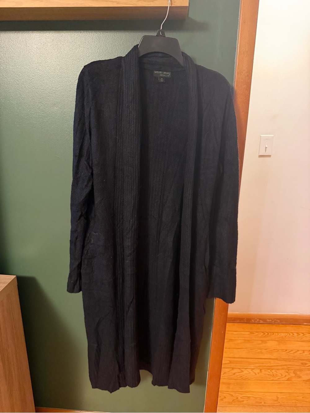 Barefoot Dreams Black Open-Front Long Cardigan Jacket